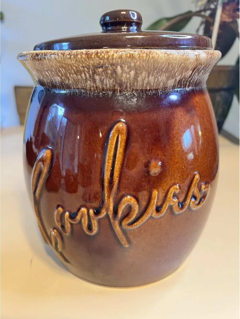 Hull Pottery Vintage Brown Drip Glaze Cookie Jar USA Canister / Lid MCM VG Cond